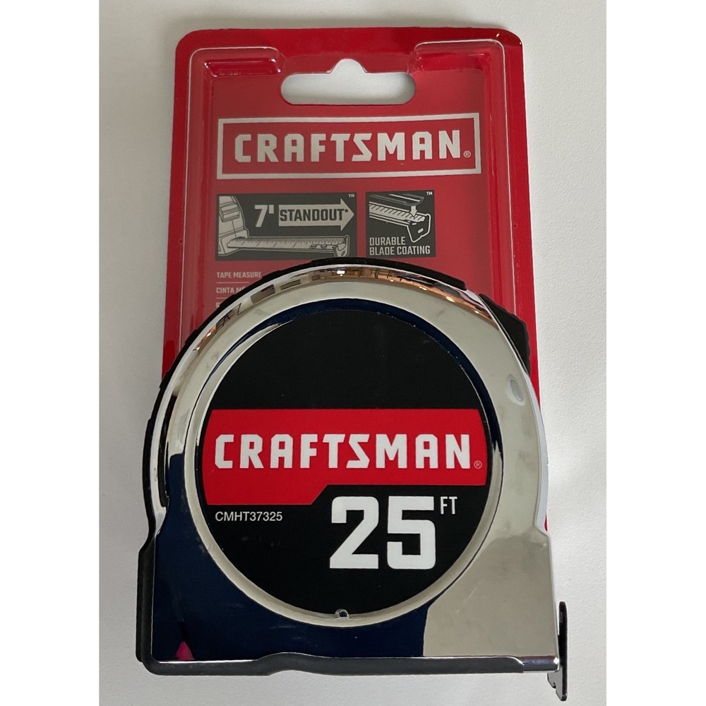 Craftsman 25 FT Tape Measure Chrome Rubber Grip 7 FT Standout CMHT37325 NEW